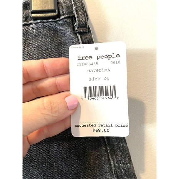 NWT Free People Black Denim Raw Hem Fringe Mini - Picture 6 of 10